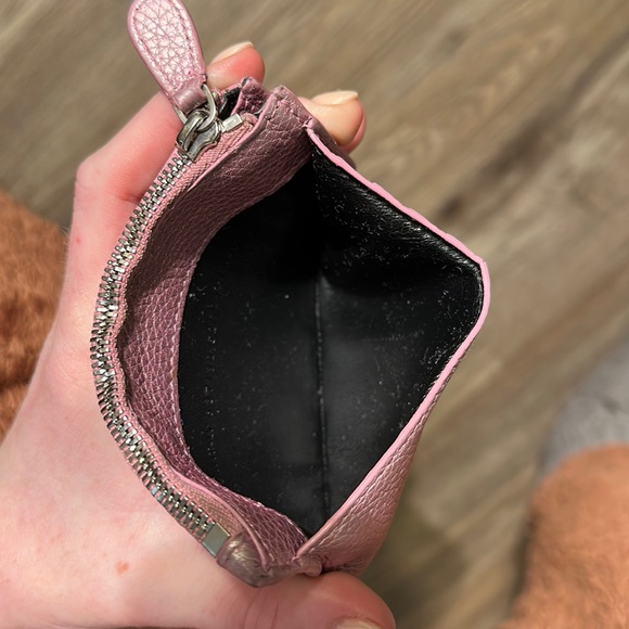 Balenciaga logo pink metallic zip card case minor flaw like rubbing pictured - Picture 4 of 9